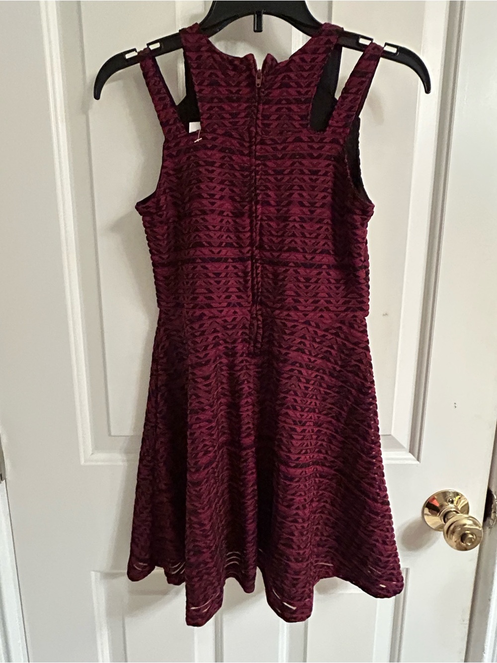 NWT-Girls The Children's Place Burgundy Textured Fit & Flare Dress - Picture 11 of 14